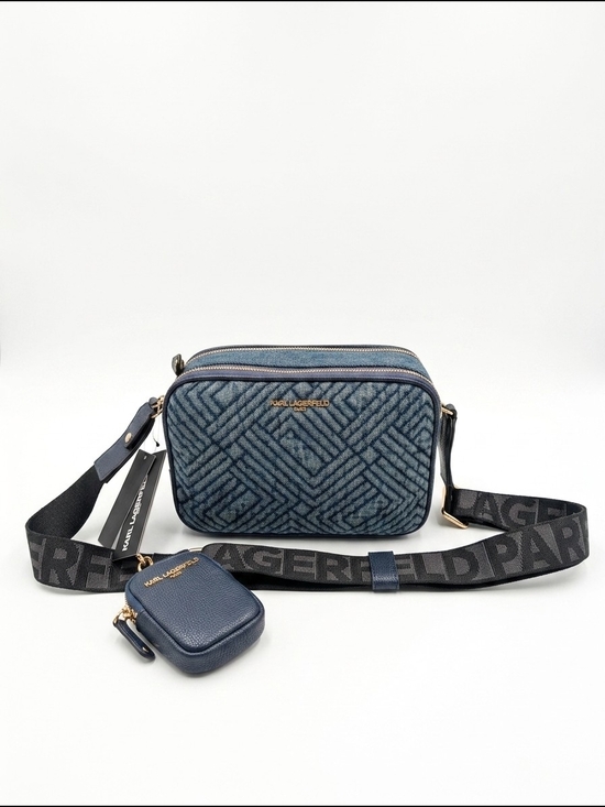Karl Lagerfeld Handbags - Karl Lagerfeld Denim Combo Crossbody Bag with Logo Strap NWT